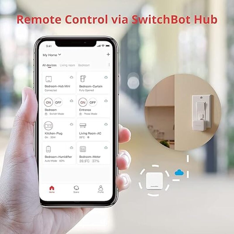 SwitchBotvoice or appcontrolled device that mechanically turns any rocker switch and button onoff White SWITCHBOT BOT